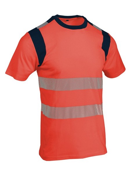 T-shirt haute visibilité rouge bleu marine SINGER SUCARED